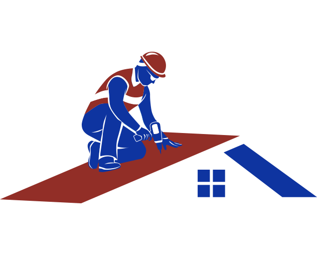 right-roofing vector graphic of man on roof